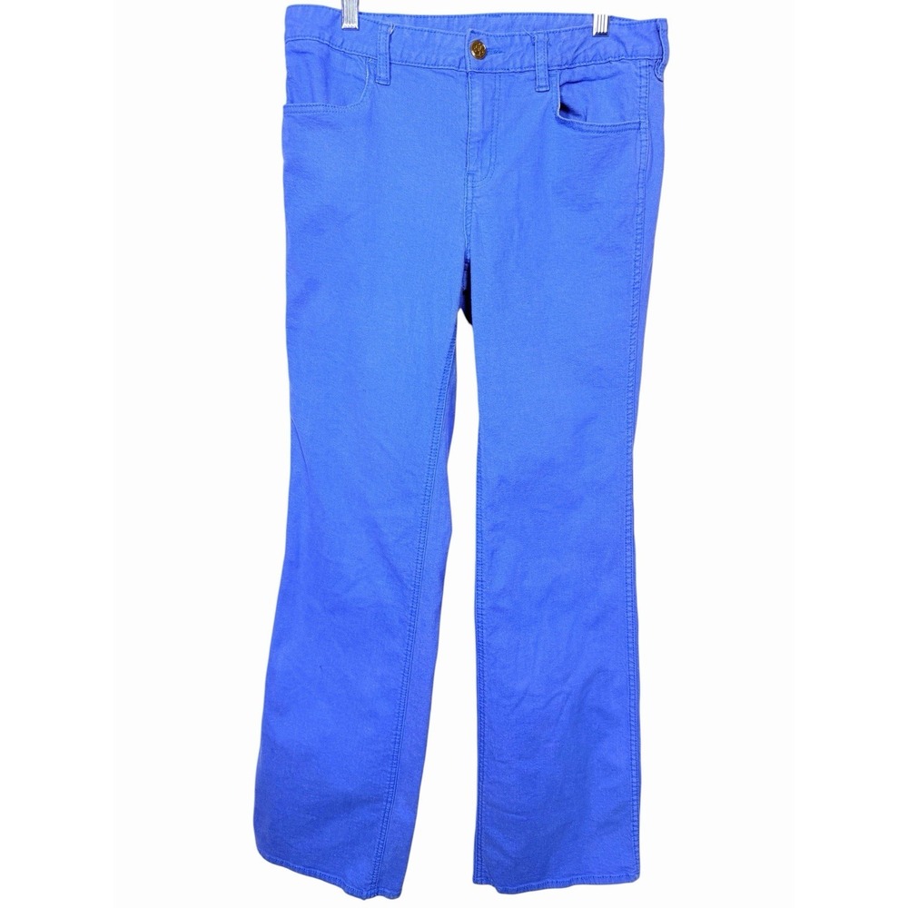 Tory Burch Blue Flare Pants Sz 30 Stretch Cotton Bootcut Preppy Chic‎ Trouser